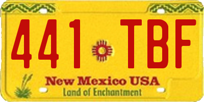 NM license plate 441TBF
