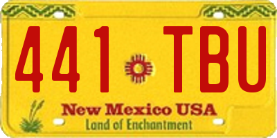 NM license plate 441TBU