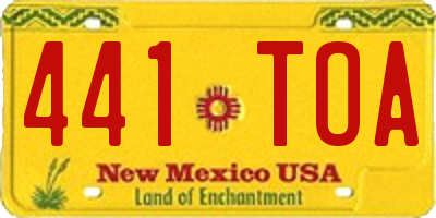 NM license plate 441TOA