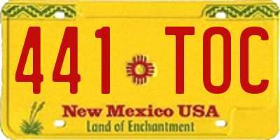 NM license plate 441TOC