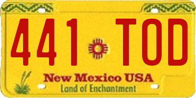NM license plate 441TOD