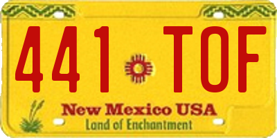 NM license plate 441TOF