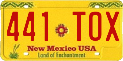 NM license plate 441TOX