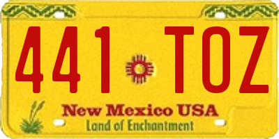 NM license plate 441TOZ