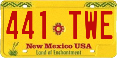 NM license plate 441TWE