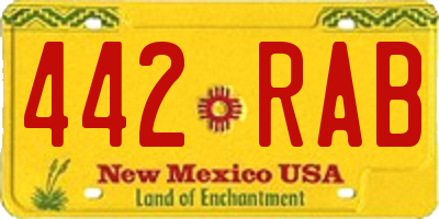 NM license plate 442RAB