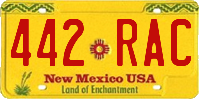 NM license plate 442RAC