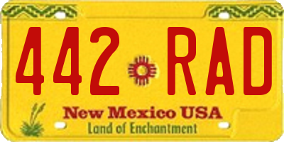 NM license plate 442RAD