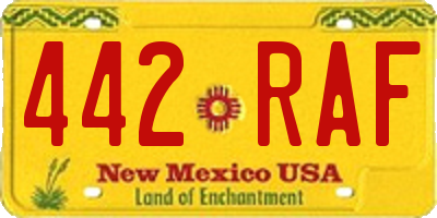 NM license plate 442RAF
