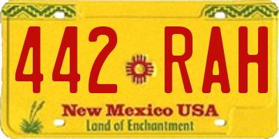 NM license plate 442RAH