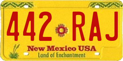 NM license plate 442RAJ