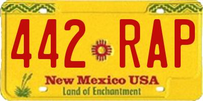 NM license plate 442RAP