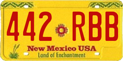 NM license plate 442RBB