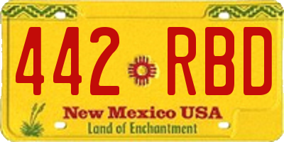 NM license plate 442RBD