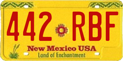 NM license plate 442RBF