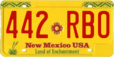 NM license plate 442RBO