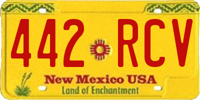 NM license plate 442RCV