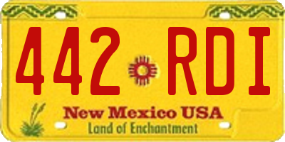 NM license plate 442RDI