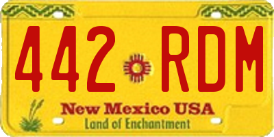 NM license plate 442RDM