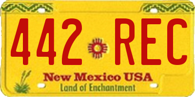 NM license plate 442REC