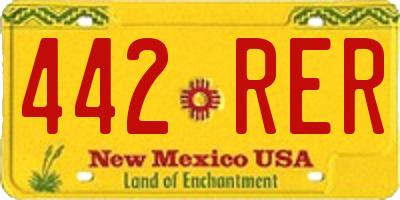 NM license plate 442RER