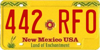 NM license plate 442RFO