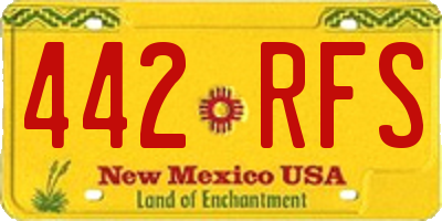 NM license plate 442RFS