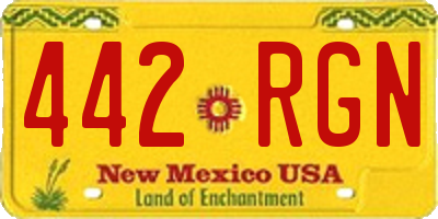 NM license plate 442RGN