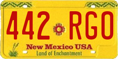 NM license plate 442RGO