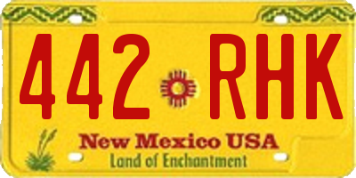 NM license plate 442RHK