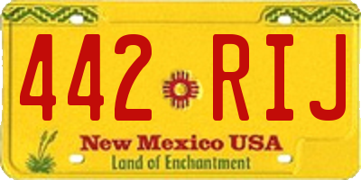 NM license plate 442RIJ