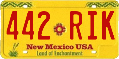 NM license plate 442RIK