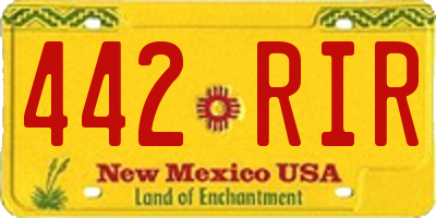NM license plate 442RIR
