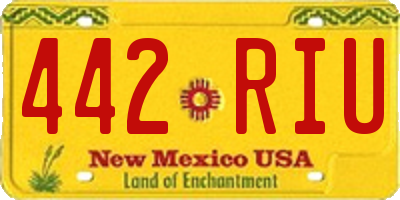 NM license plate 442RIU