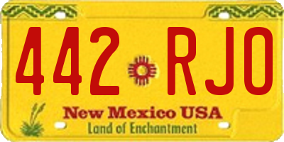NM license plate 442RJO