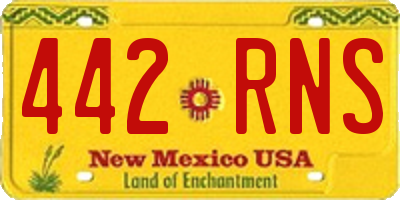NM license plate 442RNS