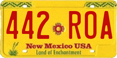 NM license plate 442ROA