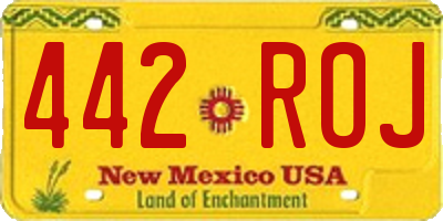 NM license plate 442ROJ