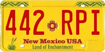 NM license plate 442RPI