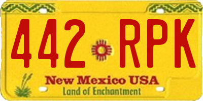 NM license plate 442RPK