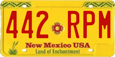 NM license plate 442RPM