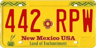 NM license plate 442RPW