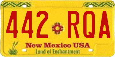 NM license plate 442RQA