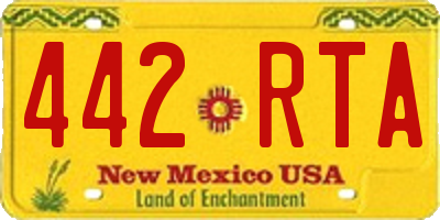 NM license plate 442RTA
