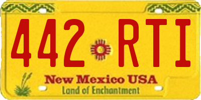 NM license plate 442RTI