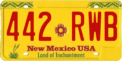 NM license plate 442RWB