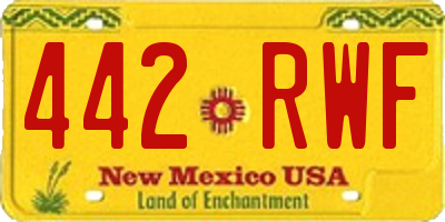 NM license plate 442RWF