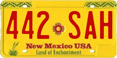 NM license plate 442SAH
