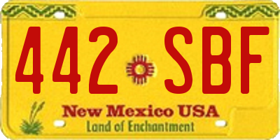 NM license plate 442SBF