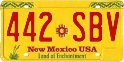NM license plate 442SBV